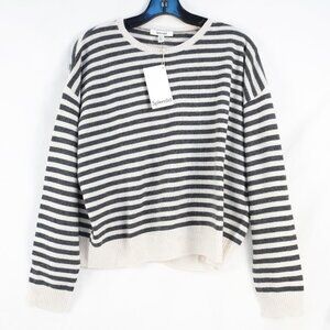 Splendid Tori Cashmere Sweater in Grey and White Stripes Size Medium (NWT)